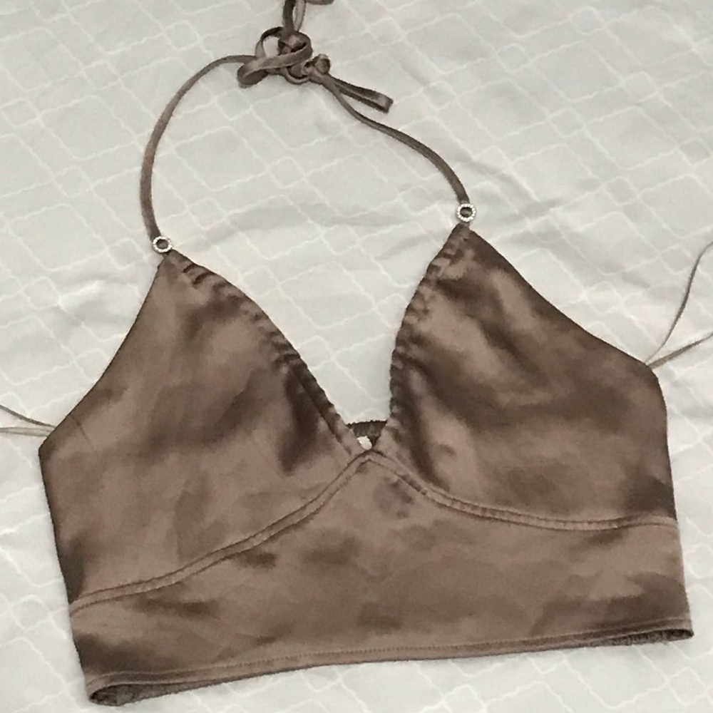Satin Halter Bralette Top